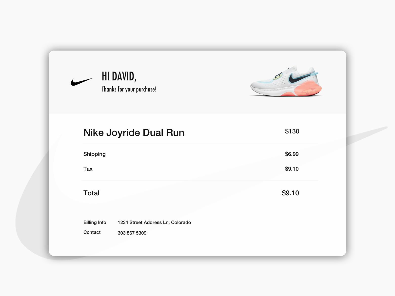 Bestuiver feedback vriendelijk Nike Email Receipt | ui 12 by David Hency on Dribbble