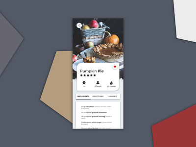 Pumpkin Pie Recipe | UI 13 app concept dailyui design interface minimal mobile sketch ui ux