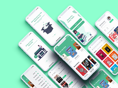 App & UI Design — The Book Grocer (Free UI Kit for Adobe XD) app design bookstore green interface ui ui kit uiux ux