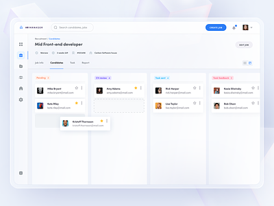 HR Manager – HR process management platform app clean dashboard design drag and drop hiring hr hr managment human resources kanban minimal pipeline platform projectpeople recruitment system ui uiux web app