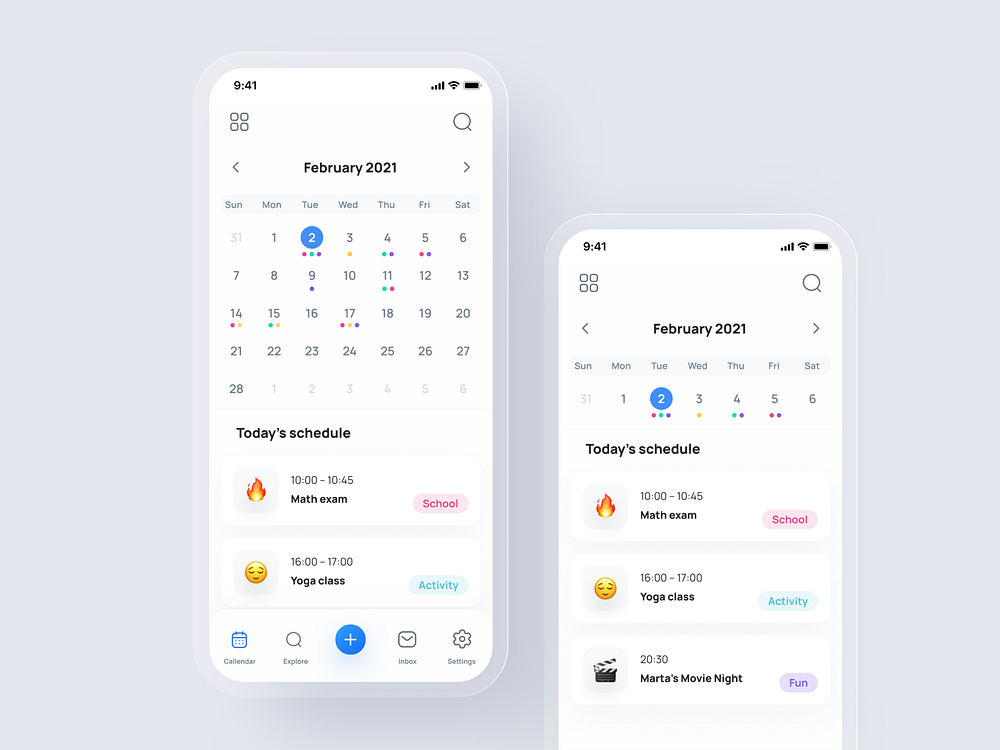 Calendar app UI by Anna Paraniak on Dribbble