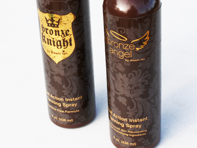 Dream Tan Packaging angel bronze gold knight logos packaging tanning