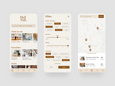 Half Full app branding coffee design product design ui ux