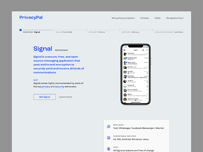 PrivacyPal (working title) privacy productdesign security signal sketch webdesign website
