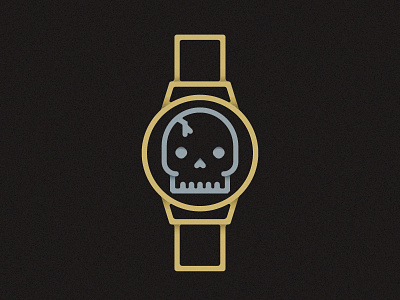 Death of Time grain illustration monoweight skull vector watch