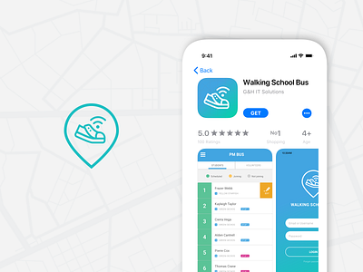 Walking School Bus phone app app icon design brand identity business family kids marketing mobile app product design