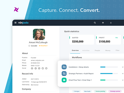 ninjodo CRM content workflow crm crm portal design product design saas ui