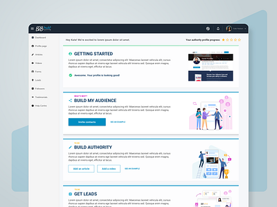 B2B Hub Welcome page - Profile Progress User Guide business illustration product design ui ux