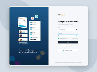 B2B Dash Login/Sign up crm product design ui ux