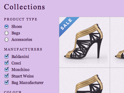 jQuery Product Filter for a Shoe Store ecommerce filter jquery pink purple shoe shoes shop