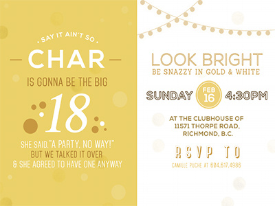 Char Turns 18 birthday invitation typography