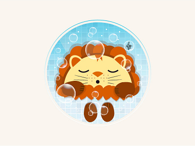 Round Animals: Lion bathtub lion sleeping vector water