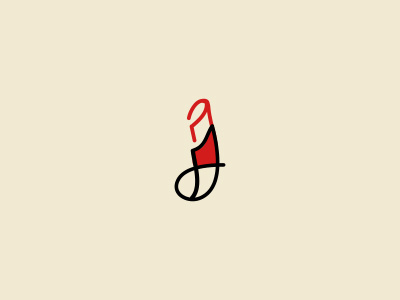 Lipstick J letter lipstick logo j red handwriting process branding initials