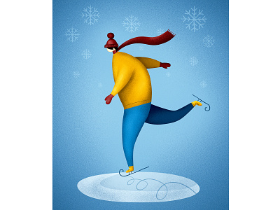 ice skater character ice illustration skating winter