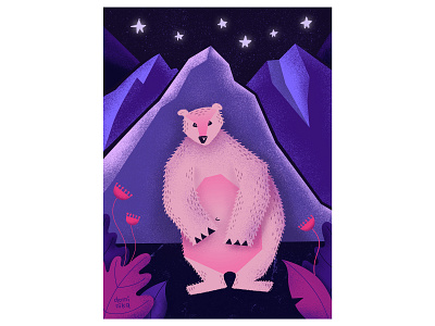 hello bear bear illustration mountains night