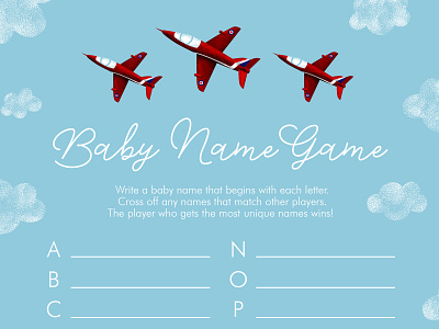 Baby Name Game aircraft airplanes illustration red arrows