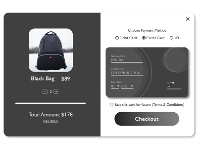 Credit card checkout Modal