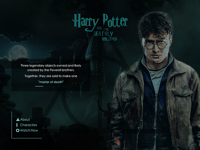 Landing page for Harry Potter Film