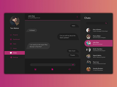 Direct Messaging appdesign chat chat app dailyui dailyui013 dark dark theme invisionstudio ui uidesign webdesign