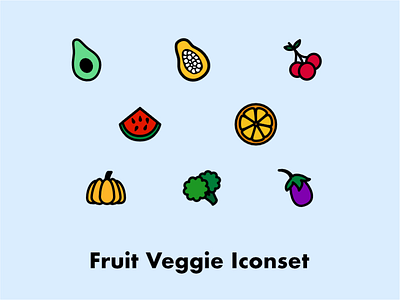 Fruit Veggie Iconset affinitydesigner dailyui dailyui055 dailyuichallenge dribbble dribbbler fruits graphicdesign iconset madeinaffinity vegetables veggies