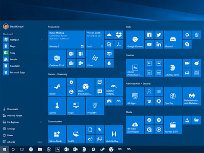 Start Perfect blue live tiles microsoft start menu windows 10