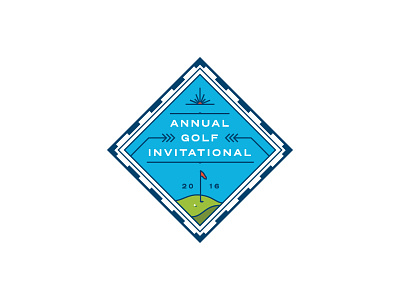 Golf Badge 2016 annual badge ball diamond flag golf grass hole invitational sun