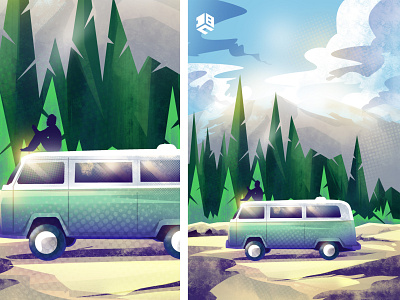 The Van in mountains design digital 2d digitalart digitalartist drawing illustration vector vector art vector artwork vector artworks