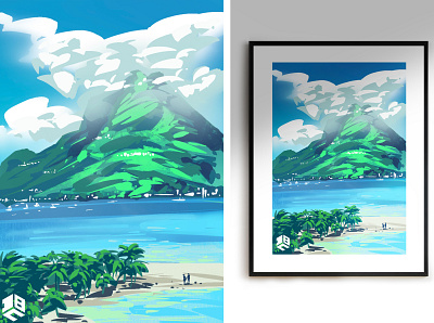 The Caribbean island artwork digital 2d digital illustration digitalart digitalartist landscape landscape illustration procreate procreate art procreate brushes vector vector art vector artwork