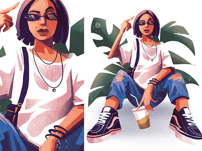 Coffee girl artwork design digitalartist graphic design illustration procreate ui vector art vector artwork