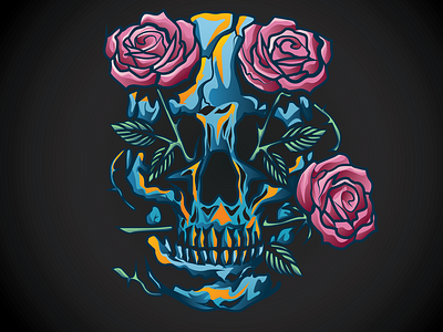 Skull and roses