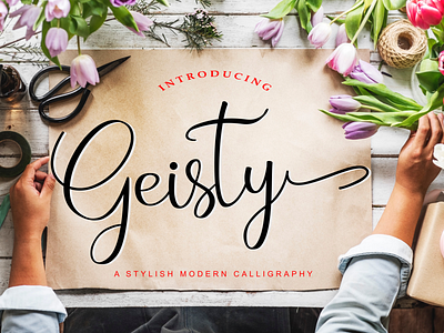 Geisty Font branding design font handwriten font logotype monoline font script font script lettering signature font typography