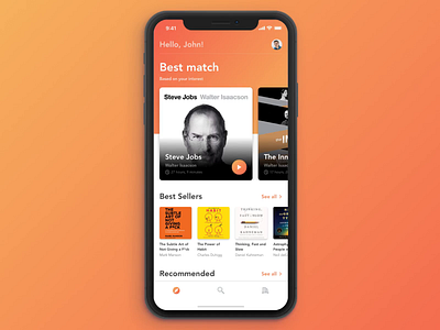 Audiouino - Exploring animations for an audiobook marketplace animation app audiobooks design app gradient iphone mobile play prototype ui ui ux ux ux design web