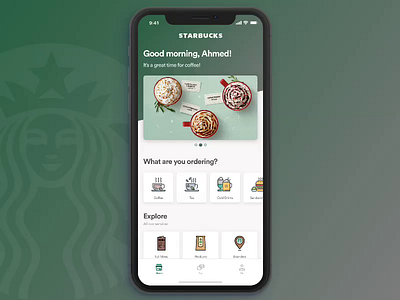 Starbucks Go Order On The Go animation app coffee coffee app concept desiginspiration design inspiration iphone ui ux ux design