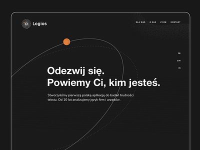 Logios - landing page branding dark data flatdesign graphic design helvetica illustration landing page language orange ui design ux design web words