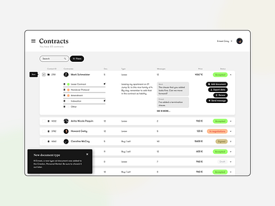 Contract Manager - concept design black white business concept design contracts details page document legal agreements listing management app minimal user interface ux design web web app