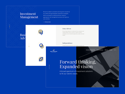 New Horizon - Landing page abstract business finance home page icon design investment landing page minimal navy blue rich website