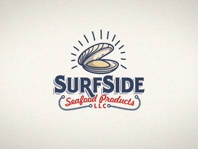 Surfside -seafood products- brand branding logotype ocean rope sea company seafood shell shiny surfside