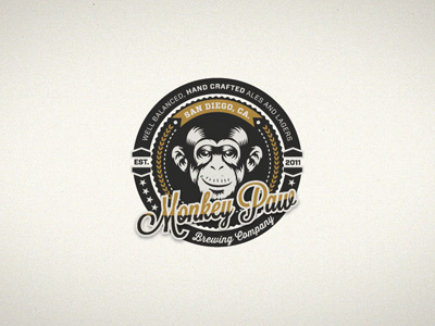 Monkey Paw Brewing Co beer brand branding brewery brewing brewingco chimpance goldbeer logo logos monkey