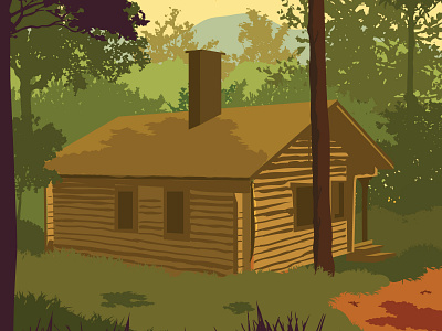 Log Cabin design illustration illustration art vector