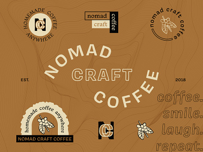 Nomad Craft Coffee branding design flat icon illustration logo type typography vector