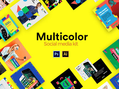 Multicolor Social Media Kit blog color facebook fashion instagram kit lifestyle media model social twitter
