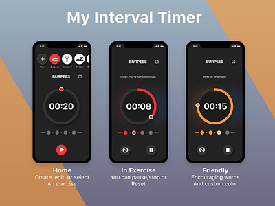 Interval Timer App adobexd app dark hiit interval ios iphone mobile timer app ui ux