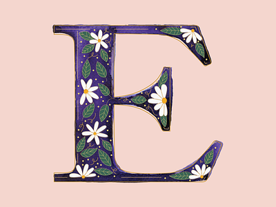 E - 36 Days of Type 36daysoftype design feminine design floral illustration letter tactile typogaphy typography art vector