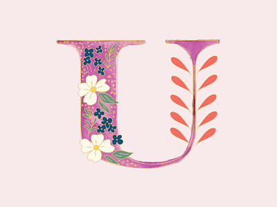 U - 36 Days of Type 36daysoftype branding design feminine design illustration letterform typography typography art vector watercolor