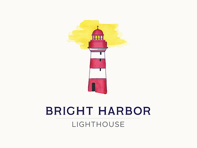 Bright Harbor | Lighthouse Logo branding clean color dailylogochallenge design illustration logo logo design vector watercolor