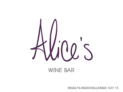 Alice's Wine Bar | Hand Lettering Logo bar branding color dailylogochallenge design feminine design hand lettering hand lettering logo illustration logo design vector wine