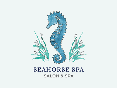 Seahorse Spa | Salon & Spa Logo branding illustration logo logo design modern nautical seahorse watercolor