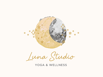 Luna Studio | Yoga and Wellness branding illustration logo logo design moon moon logo vector watercolor