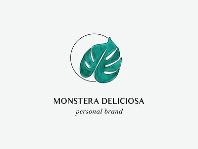 Monstera Deliciosa Logo branding clean feminine design illustration logo logo design monoline watercolor