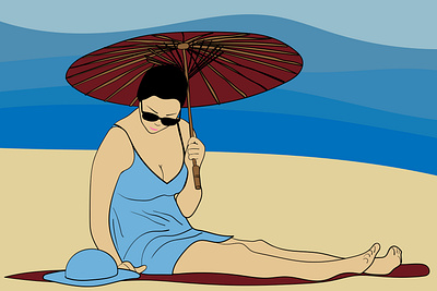 Woman With Parasol adobe illustrator illustration vector